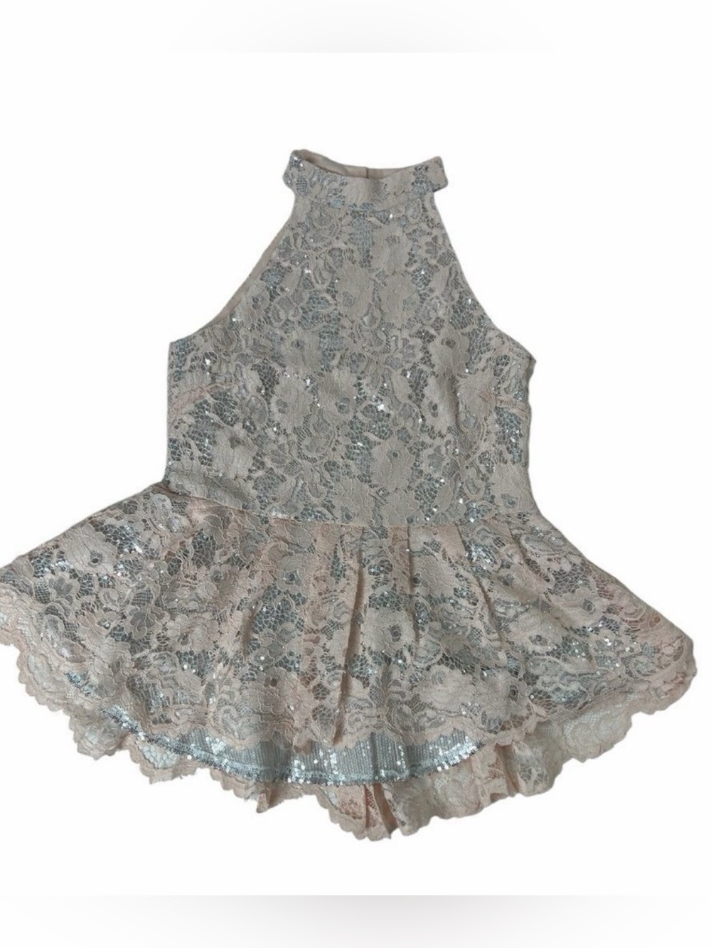 Venus Blush pink lace sequin halter top